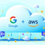 Cloud computing environment with Google and AWS logos.